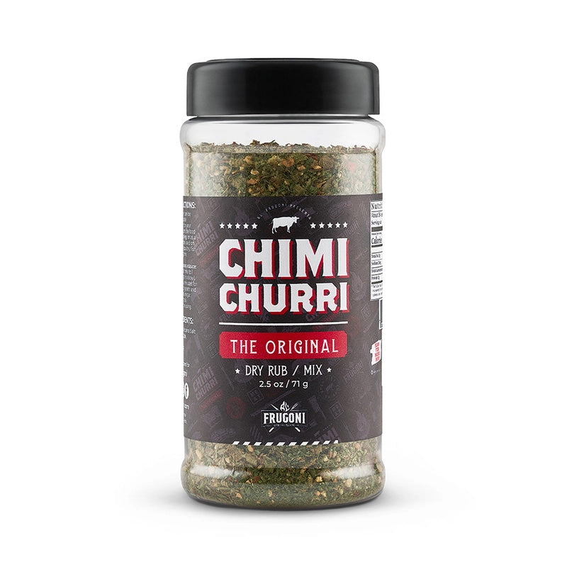 Al Frugoni Chimichurri Sauce Original jar — authentic Argentine herb and spice blend for grilling and BBQ.