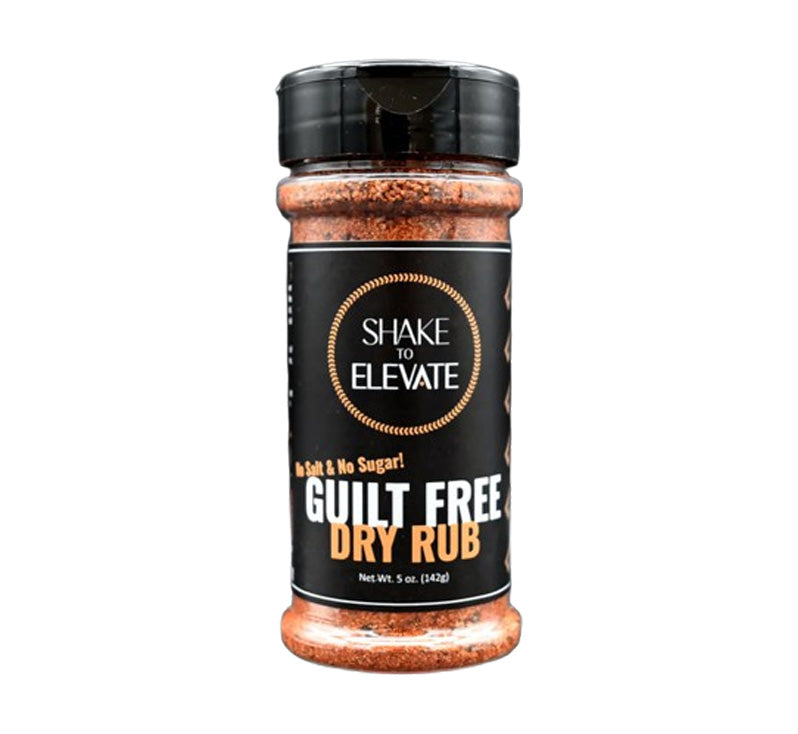 Shake to Elevate Guilt Free No Salt No Sugar BBQ Dry Rub seasoning bottle