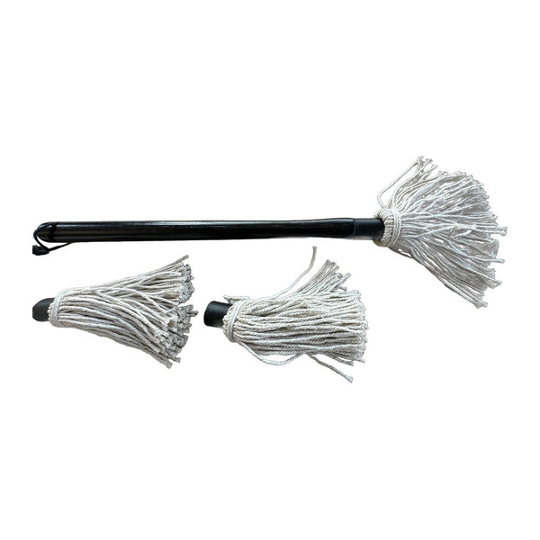Cotton basting mop with handle and two spare heads