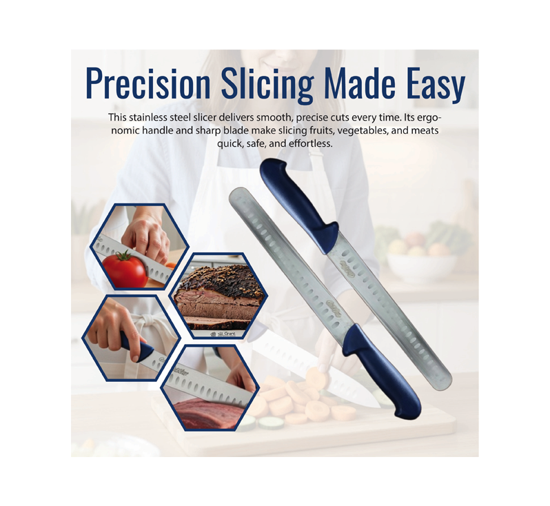 BBQ Grill Gear 12 inch slicer knife granton edge stainless steel blade