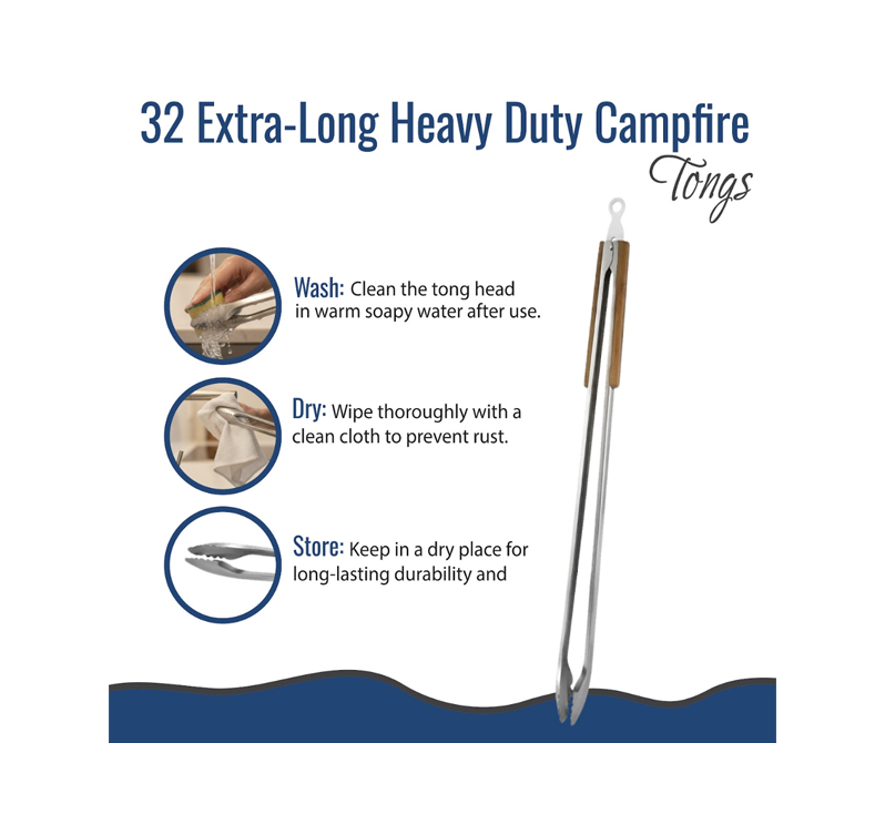 BBQ Grill Gear extra long stainless steel tongs heavy duty grilling tool