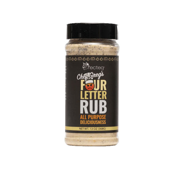 Recteq Chef Greg’s 4 Letter Rub seasoning bottle
