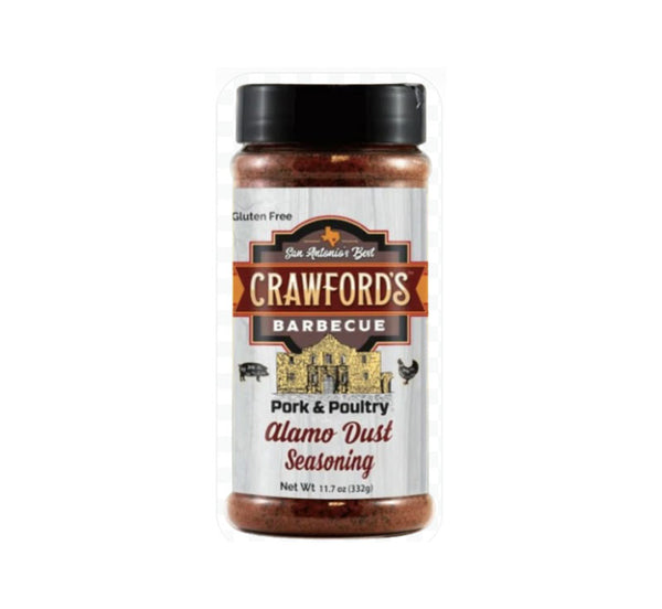 Crawford’s Barbecue Alamo Dust Rub 11.7 oz jar sweet-savory seasoning