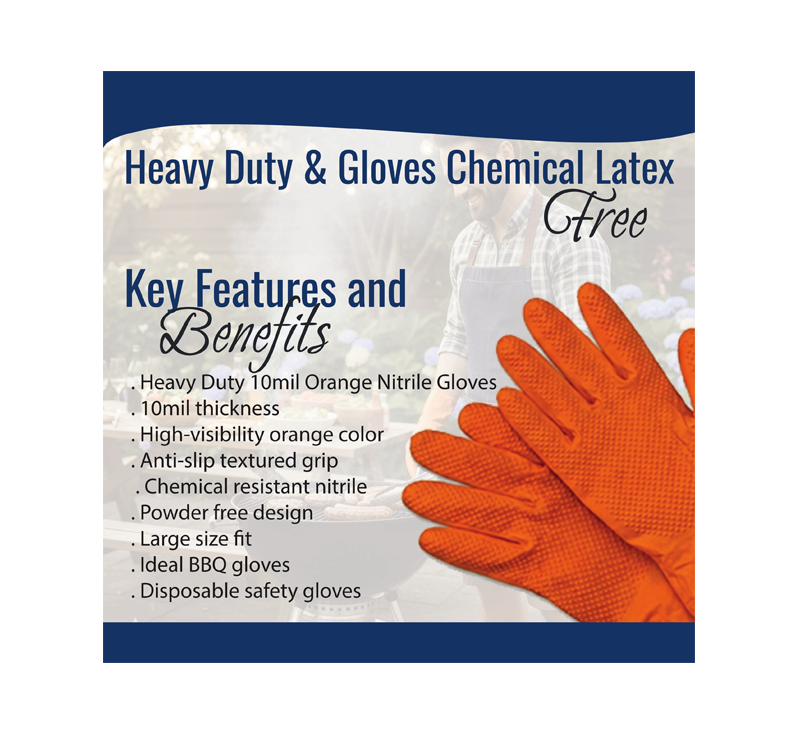 BBQ Grill Gear premium nitrile gloves for food handling and BBQ prep
