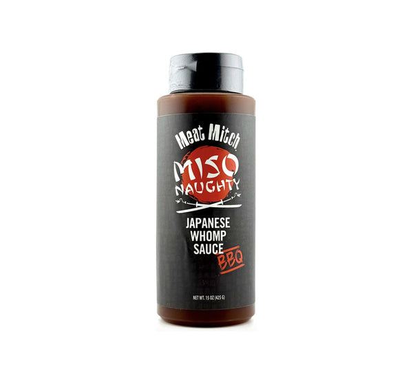 “Meat Mitch Miso Naughty Japanese Whomp Sauce 15 oz bottle front label”
