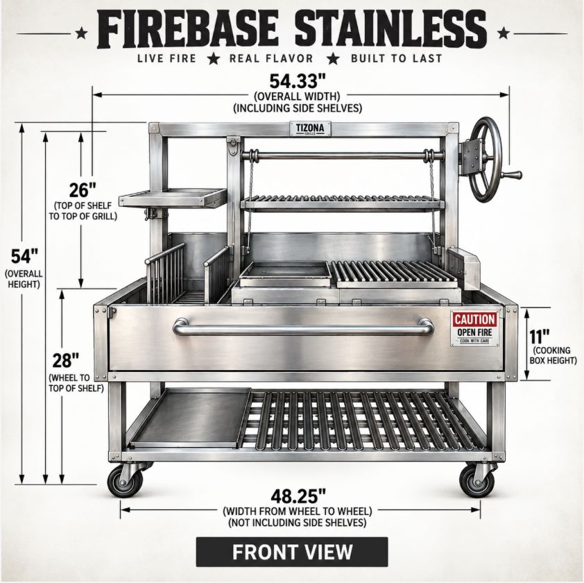 Tizona Firebase Stainless live-fire grill, photo 3