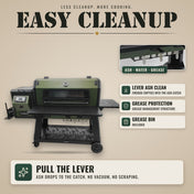 Tizona Hellcat XL lever-operated ash clean, grease management and included grease bin