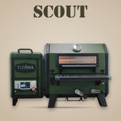 Tizona Scout pellet grill, front view