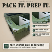 Tizona Survivor 52 pack it, prep it: divider doubles as a cutting board, organize and transport, built-in bottle openers