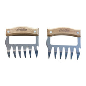 Stainless steel meat claws with wood handles, pair