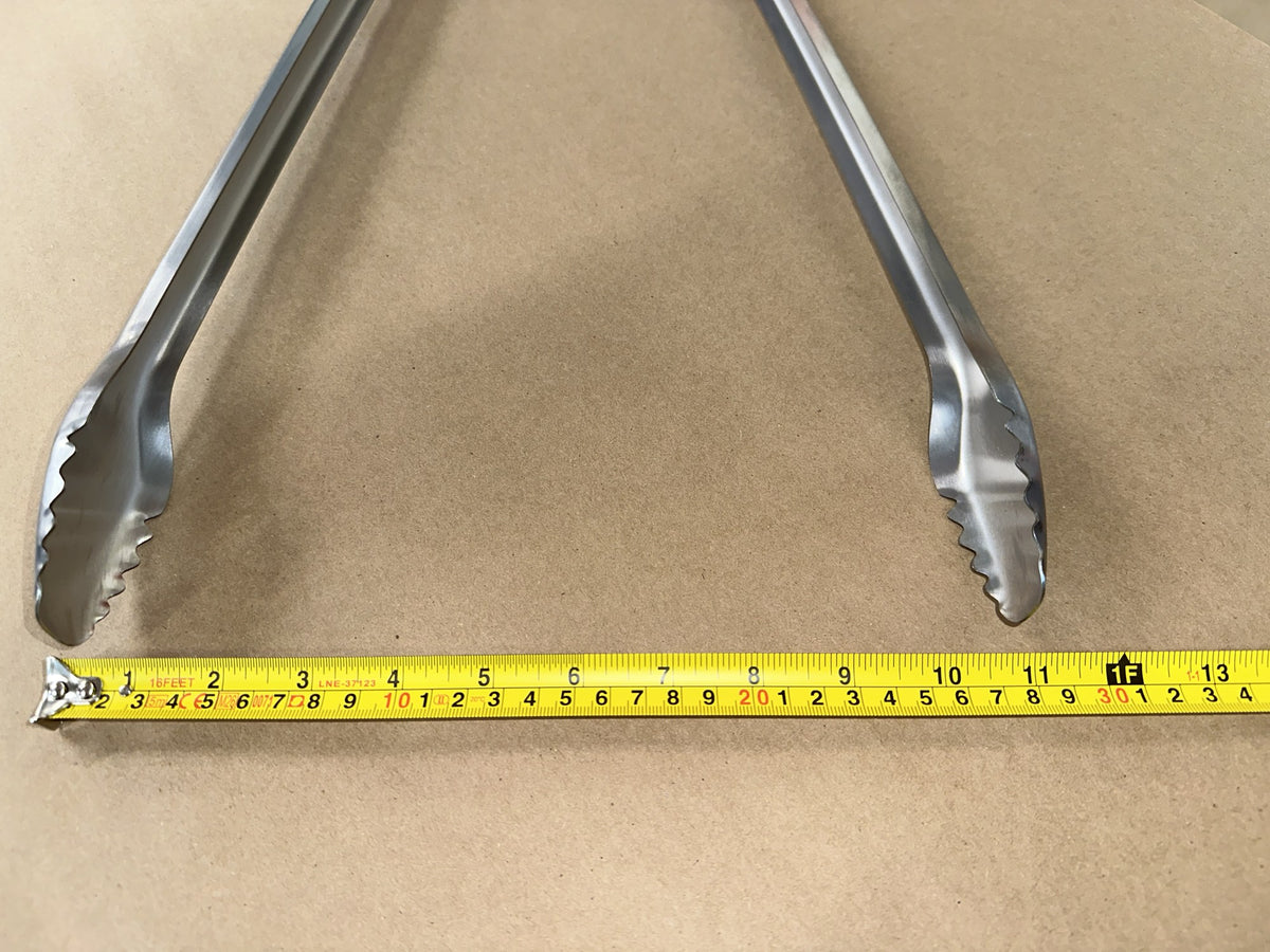 32 inch stainless steel campfire tongs with wood handle (real photo with tape measure)